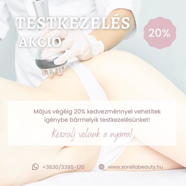 Közeleg a nyár!🌞
Ezért készültünk nektek egy kis akcióval!
Május végéig 20% kedvezmény minden testkezelésre!

🔹 Kriolipolízis 
🔹 Kavitációs ultrahang
🔹 Rádiófrekvenciás testkezelés
🔹 Vákuumos rádiófrekvencia

🎁 Ajándék lipolézer minden kezelés mellé!

Foglalj időpontot online a weboldalunkon!
www.sorellabeauty.hu

#testkezelés #testkezelések #testkezelőszalon #testkezelőgép #kriolipolízis #zsírfagyasztás #zsírfagyasztó #kavitációszsírbontás #kavitáció #rádiófrekvenciásbőrfeszesítés #rádiófrekvencia #lipolézereszsírbontás #lipolézer #lipolaser #cryolipolyse #bodytreatment #treatment